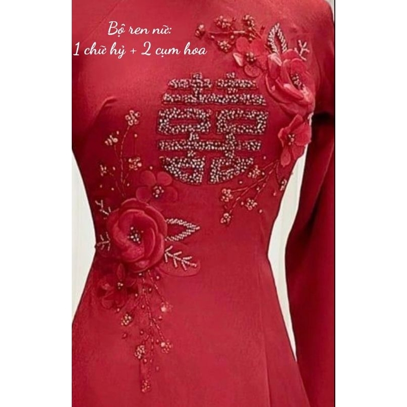 Bộ ren chữ hỷ và hoa trang trí áo dài