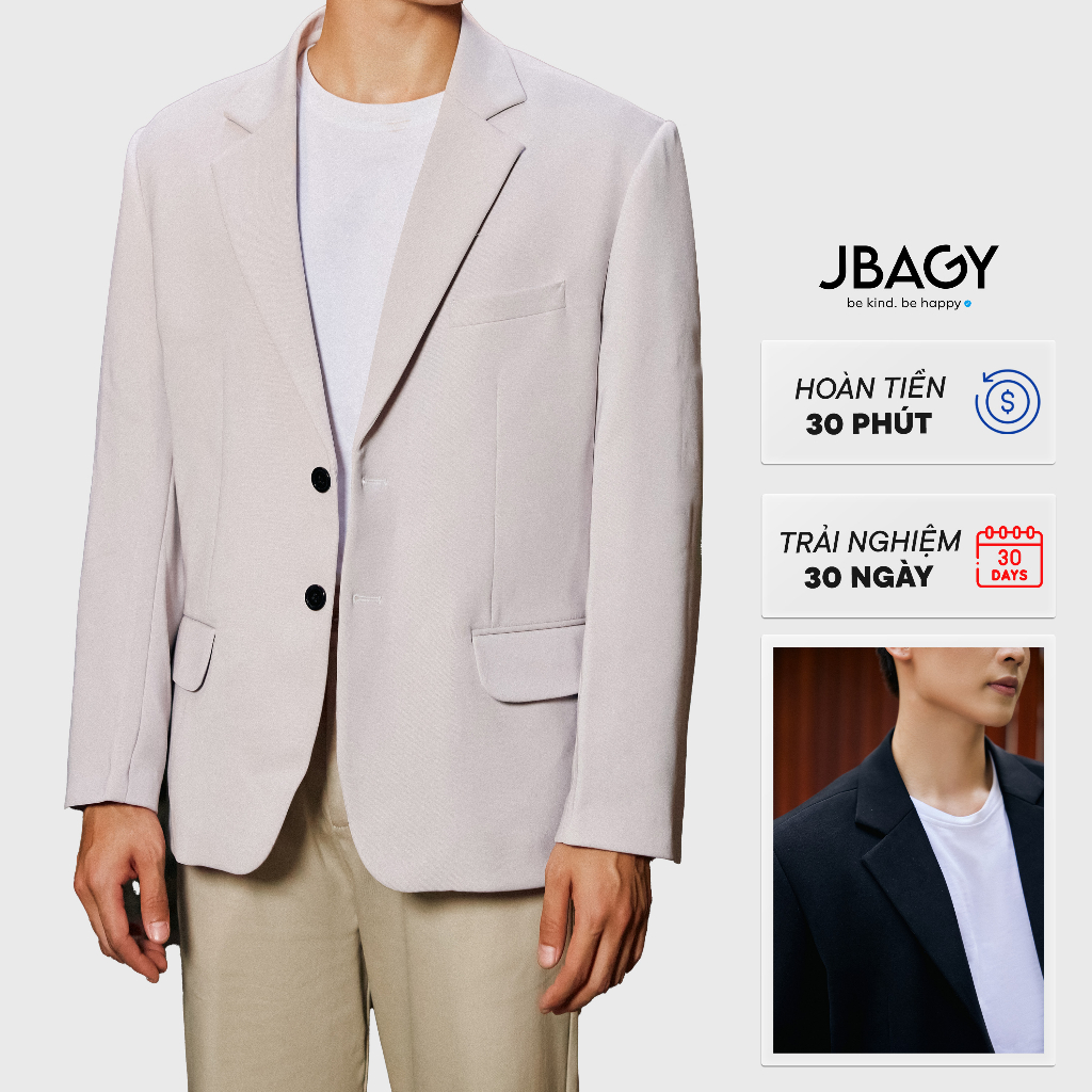 Áo vest nam dài tay form rộng hàn quốc, blazer nam độn vai thương hiệu JBAGY - JK007