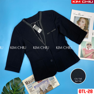 Áo Vest Nữ Công Sở Cao Cấp Kim Chiu Cổ Tròn, Màu Đen, Vải Tuyết Mưa Tay Lỡ Form Đẹp Từng Đường Kim Mũi Chỉ VTL-28