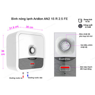 Máy nước nóng gián tiếp ariston an2 15 r 2.5 fe 15 lít 2.5kw - hàng chính hãng