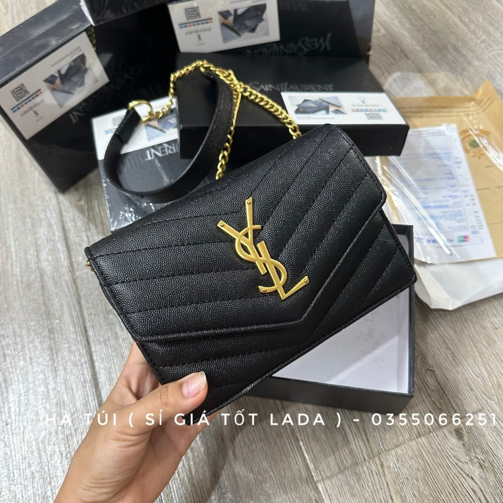 Túi đeo chéo nữ Y ét lờ trám nắp bì thư Sz 18