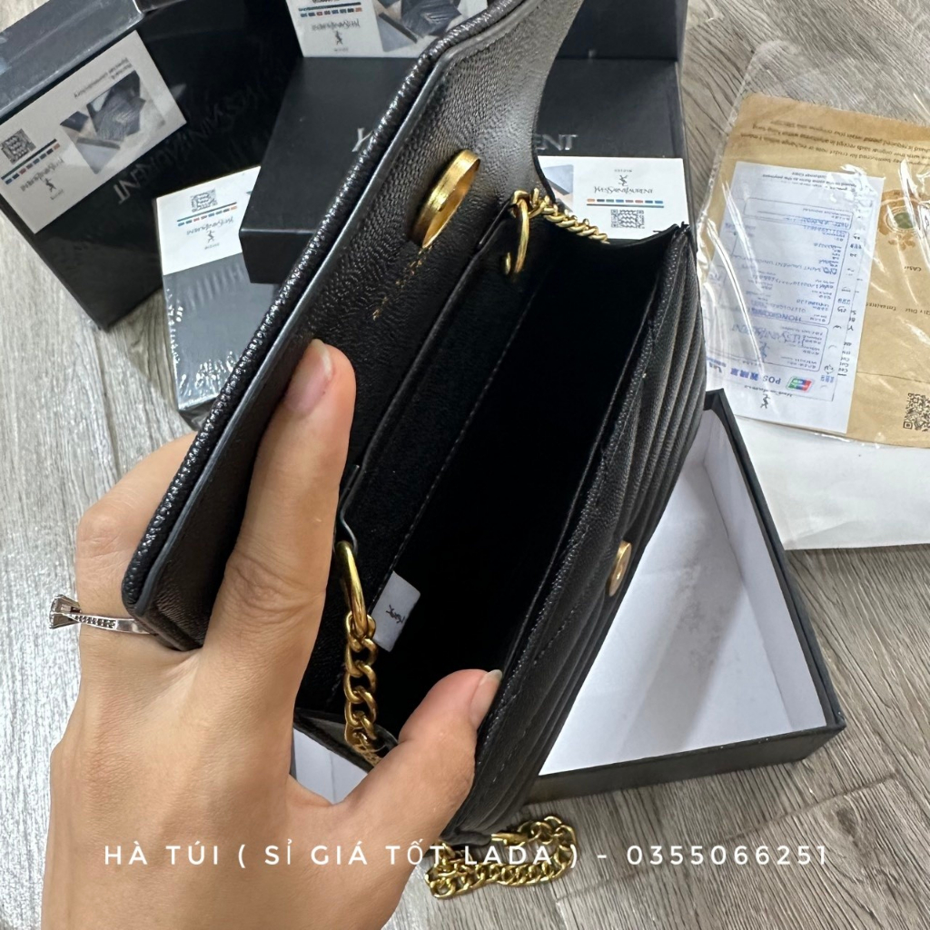 Túi đeo chéo nữ Y ét lờ trám nắp bì thư Sz 18