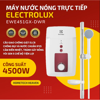 ☑️ EWE451GX-DWR - Máy nước nóng trực tiếp Electrolux EWE451GX-DWR màu trắng phối đỏ - Hàng Chính Hãng