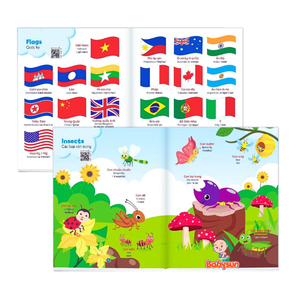 Sách - Bé Học Tiếng Anh Qua Hình Ảnh 1000+ Từ Vựng Tiếng Anh Đầu Tiên Cho Bé - Quét Mã QR File Nghe