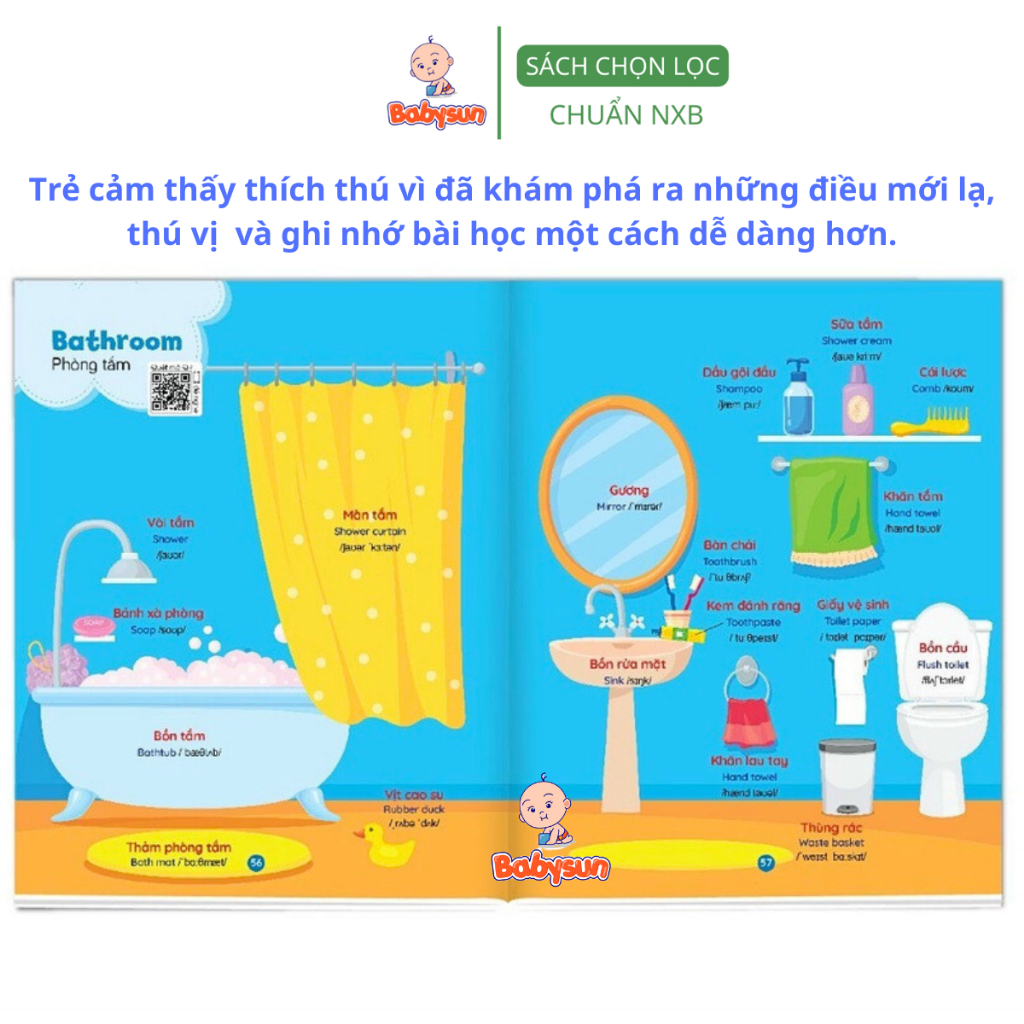 Sách - Bé Học Tiếng Anh Qua Hình Ảnh 1000+ Từ Vựng Tiếng Anh Đầu Tiên Cho Bé - Quét Mã QR File Nghe