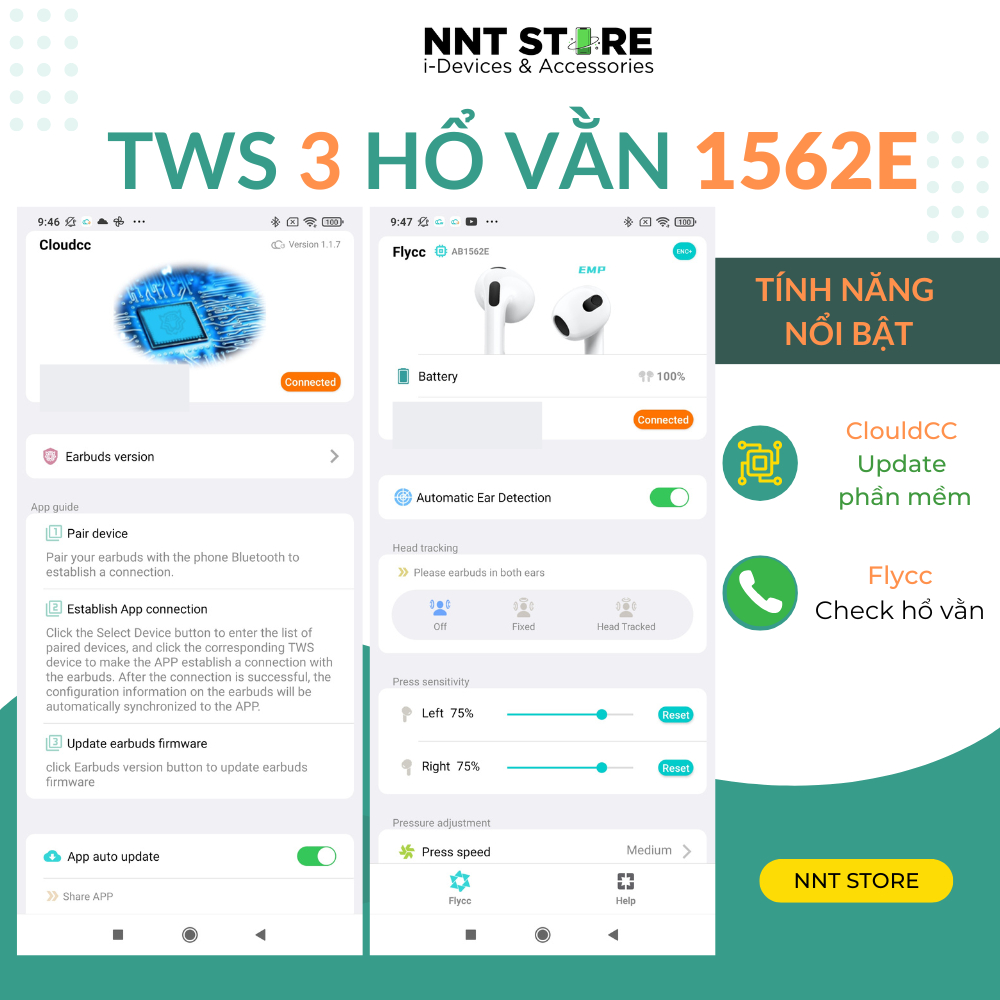 1562E - Tai Nghe Bluetooth AP3 - Âm Thanh Không Gian - Tháo Tai Ngắt Kết Nối - Full Chức Năng