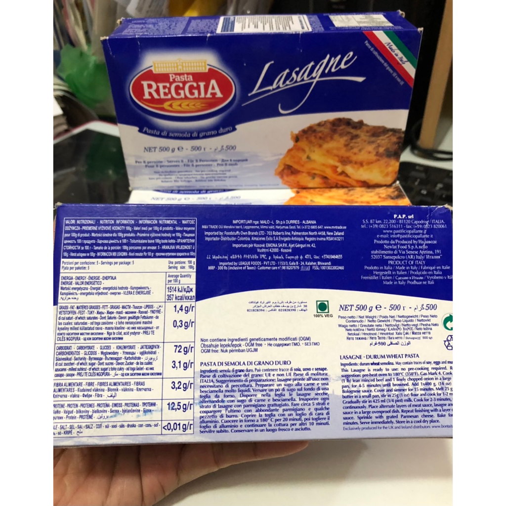 Mì lá Lasagne Pasta Reggia 500gr - Date 24/02/2024
