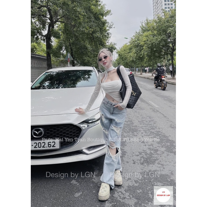 Áo Lưới thiết kế JOYSTYLE kiểu dáng dây chéo sexy phong cách Hàn Quốc V15