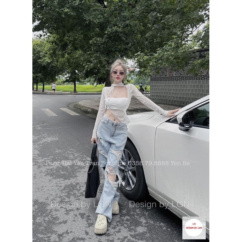 Áo Lưới thiết kế JOYSTYLE kiểu dáng dây chéo sexy phong cách Hàn Quốc V15