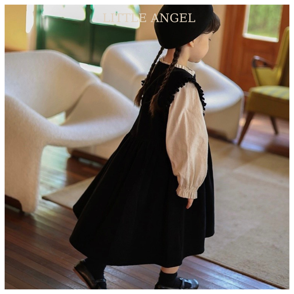 Set váy bé gái thiết kế mùa Thu phong cách vintage xinh xắn, dễ thương size 10-40kg