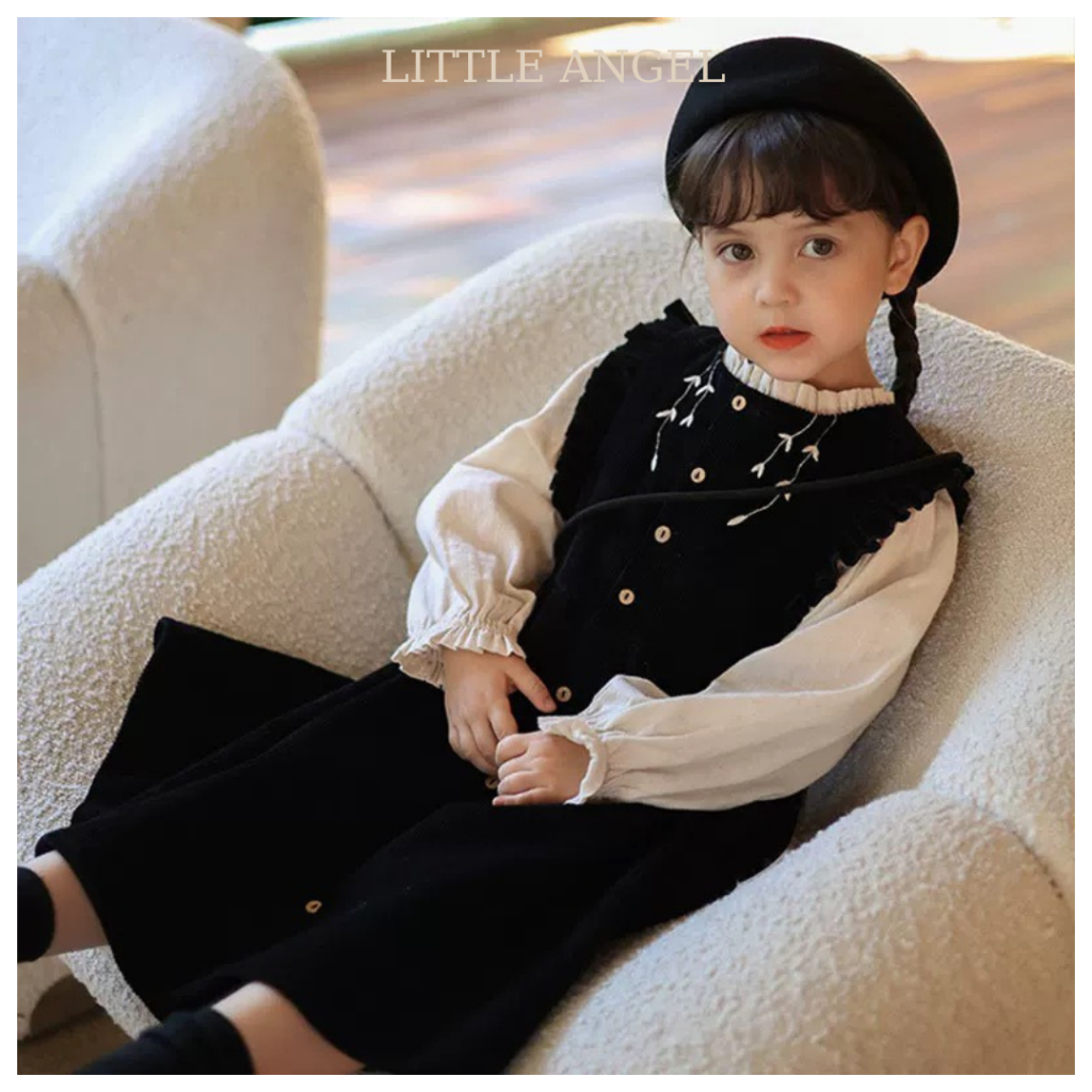 Set váy bé gái thiết kế mùa Thu phong cách vintage xinh xắn, dễ thương size 10-40kg