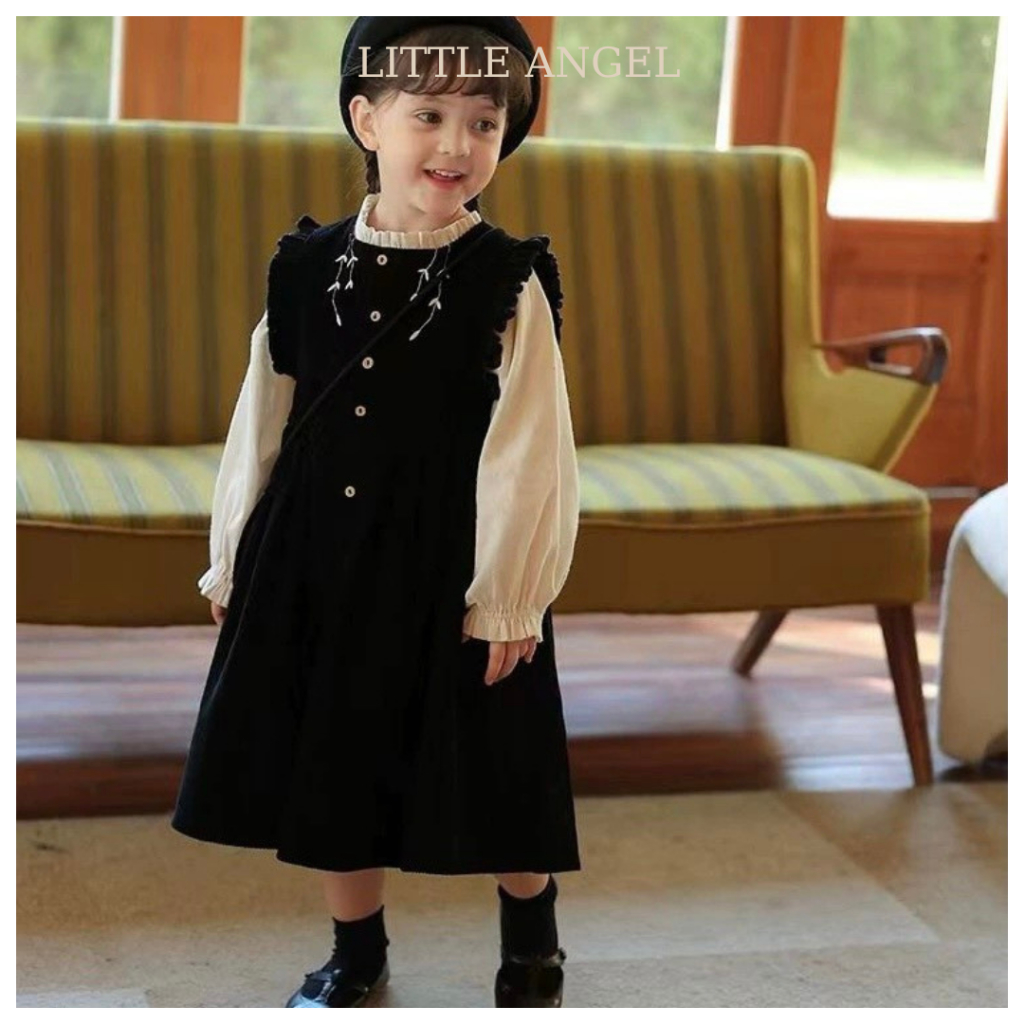 Set váy bé gái thiết kế mùa Thu phong cách vintage xinh xắn, dễ thương size 10-40kg