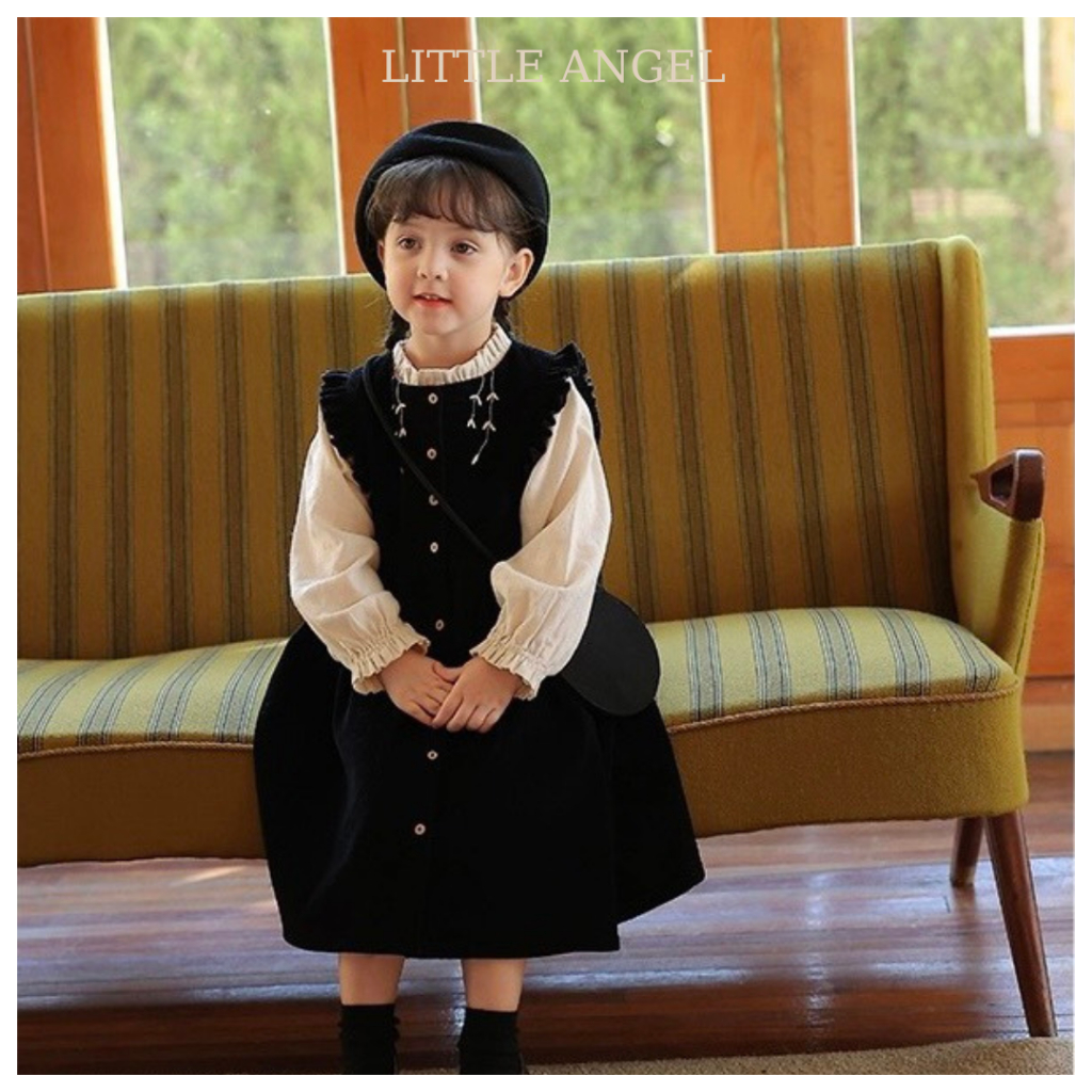 Set váy bé gái thiết kế mùa Thu phong cách vintage xinh xắn, dễ thương size 10-40kg