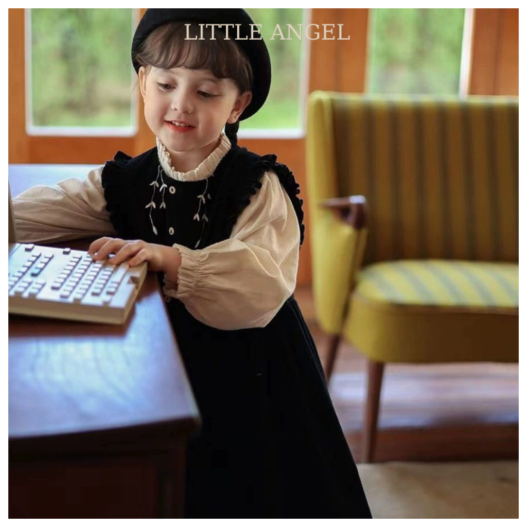 Set váy bé gái thiết kế mùa Thu phong cách vintage xinh xắn, dễ thương size 10-40kg