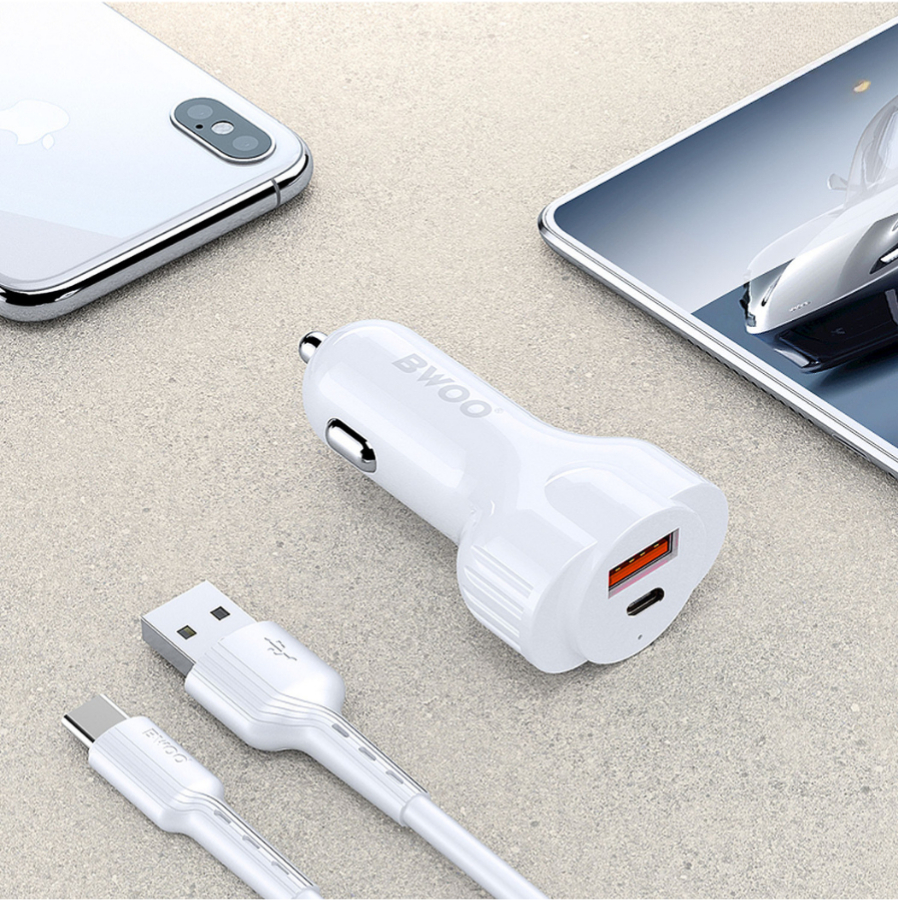 Tẩu sạc nhanh ô tô 2 cổng BWOO 30W PD Usb Tyc Chống cháy nổ cho iphone samsung oppo xiaomi.. ZINKA | BigBuy360 - bigbuy360.vn