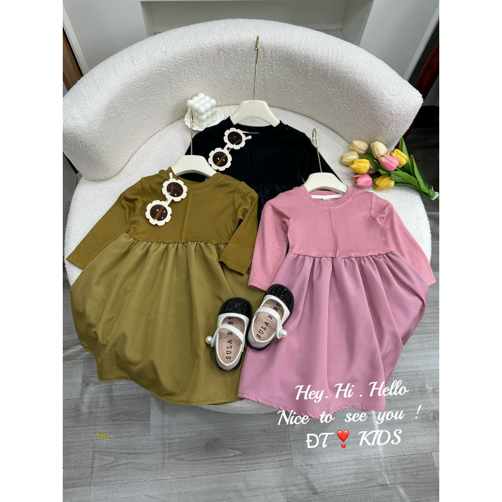 Váy bé gái - đầm maxi dáng dài hottrend thu đông 2023 cho bé gái