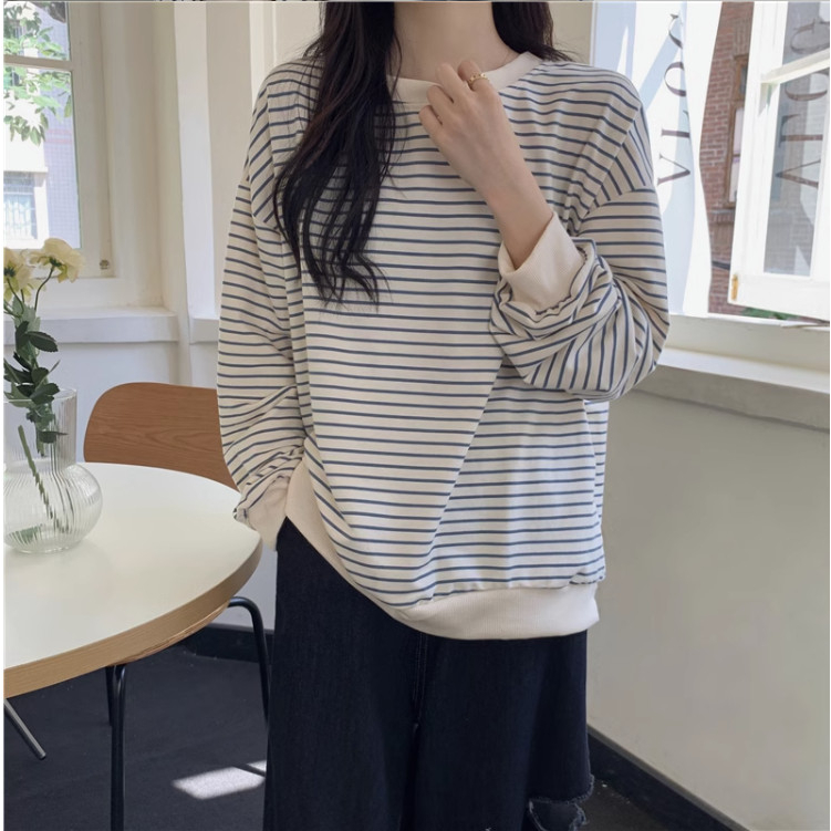 Áo phông sweeter dài tay kẻ ngang form rộng tôn dáng hottrend genz mặc đi học đi chơi siêu đẹp COLLAR