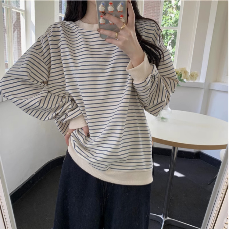 Áo phông sweeter dài tay kẻ ngang form rộng tôn dáng hottrend genz mặc đi học đi chơi siêu đẹp COLLAR