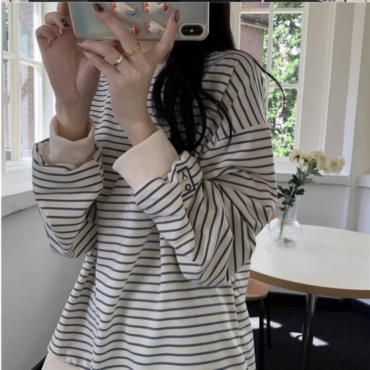 Áo phông sweeter dài tay kẻ ngang form rộng tôn dáng hottrend genz mặc đi học đi chơi siêu đẹp COLLAR