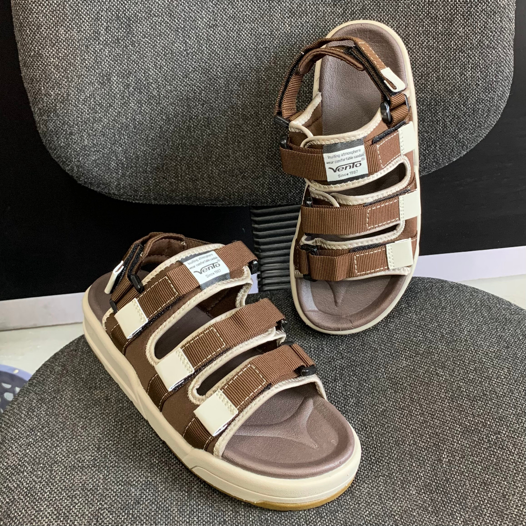 [Chính Hãng] Giày Sandal Vento Nữ NV1001 - 3 quai màu đỏ phối be