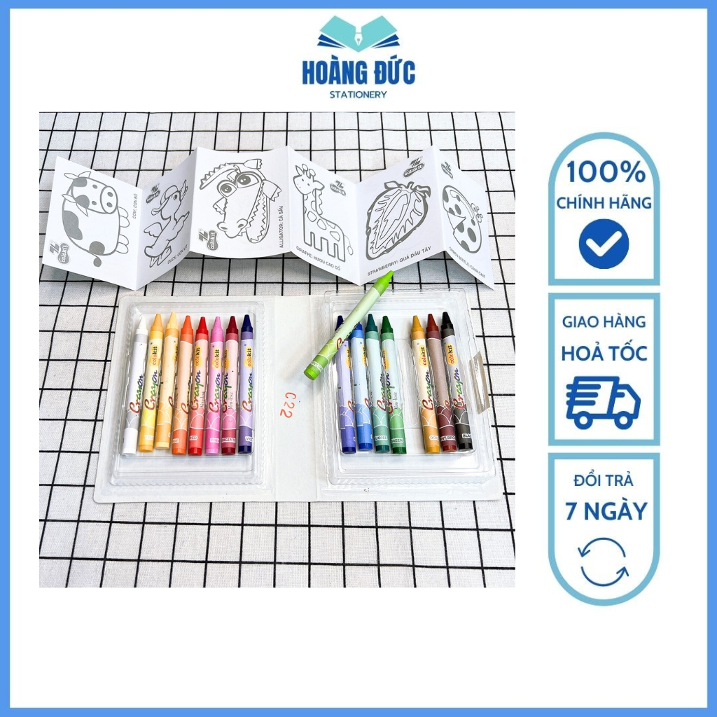 Sáp màu Colokit CR-C08 - 16 màu - Hộp đựng dạng bóp viết - Hoàng Đức
