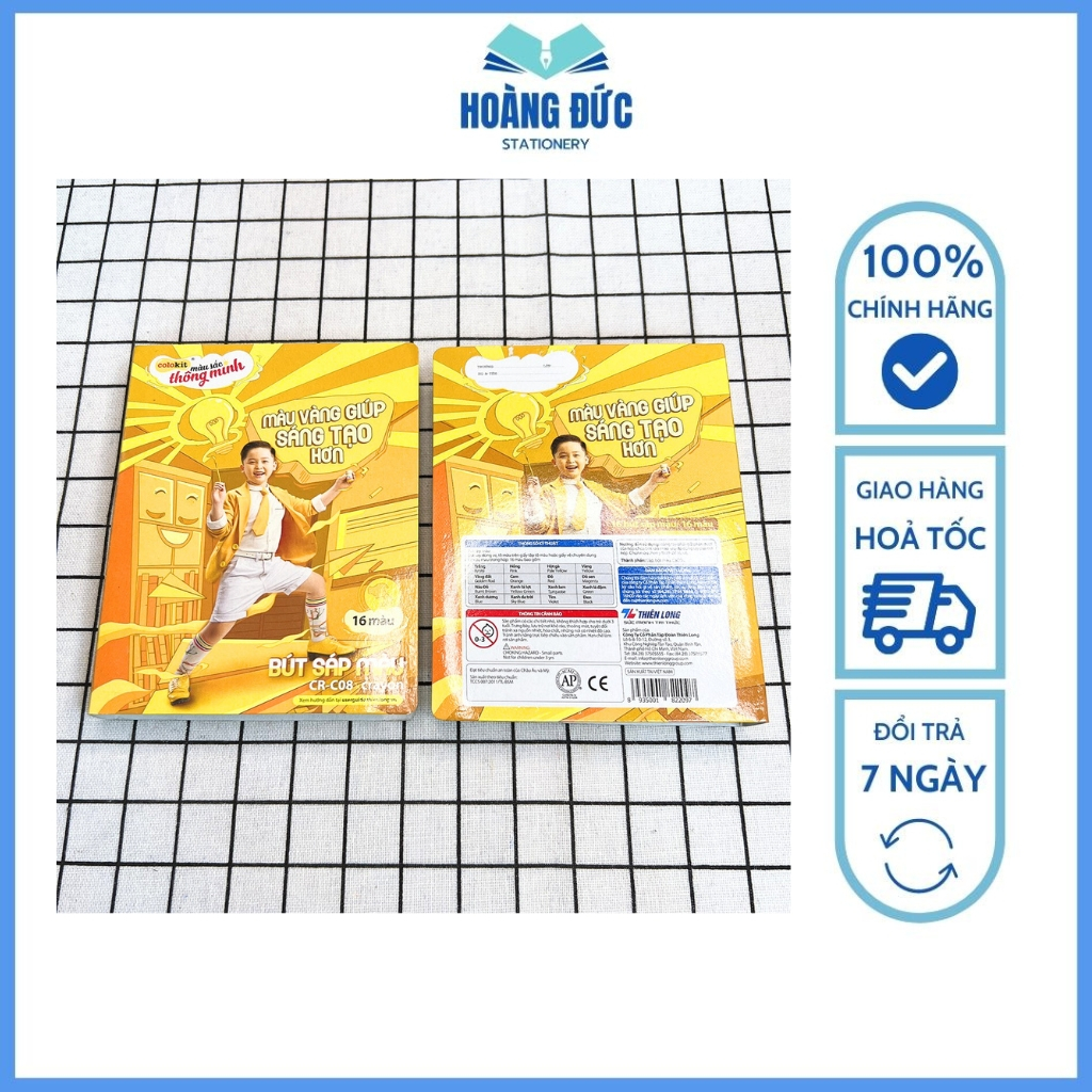 Sáp màu Colokit CR-C08 - 16 màu - Hộp đựng dạng bóp viết - Hoàng Đức