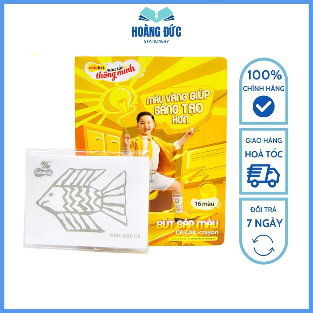 Sáp màu Colokit CR-C08 - 16 màu - Hộp đựng dạng bóp viết - Hoàng Đức