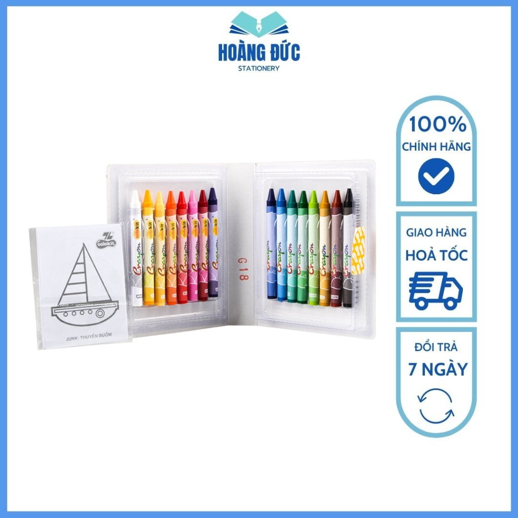 Sáp màu Colokit CR-C08 - 16 màu - Hộp đựng dạng bóp viết - Hoàng Đức