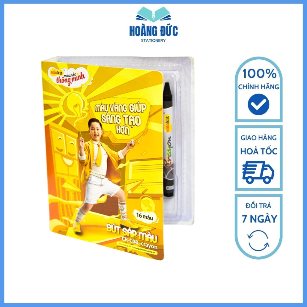 Sáp màu Colokit CR-C08 - 16 màu - Hộp đựng dạng bóp viết - Hoàng Đức