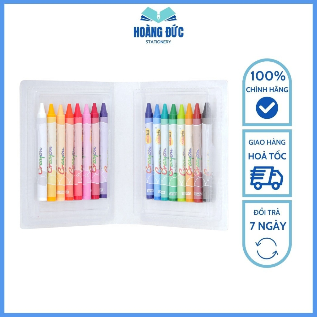 Sáp màu Colokit CR-C08 - 16 màu - Hộp đựng dạng bóp viết - Hoàng Đức