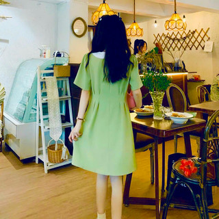 Đầm váy công sở đen cổ trắng nút trước (kèm hình thật)