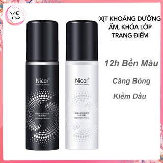Xịt khóa trang điểm cố định lớp make up 12 giờ NICOR 100ml căng bóng lâu trôi cấp nước kiềm dầu SHEMIN