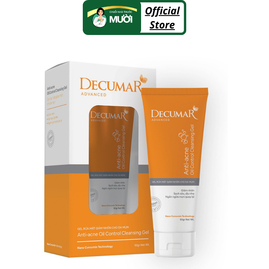 Gel rửa mặt Decumar Anti-acne Oil Control giảm nhờn cho da mụn tuýp 50g