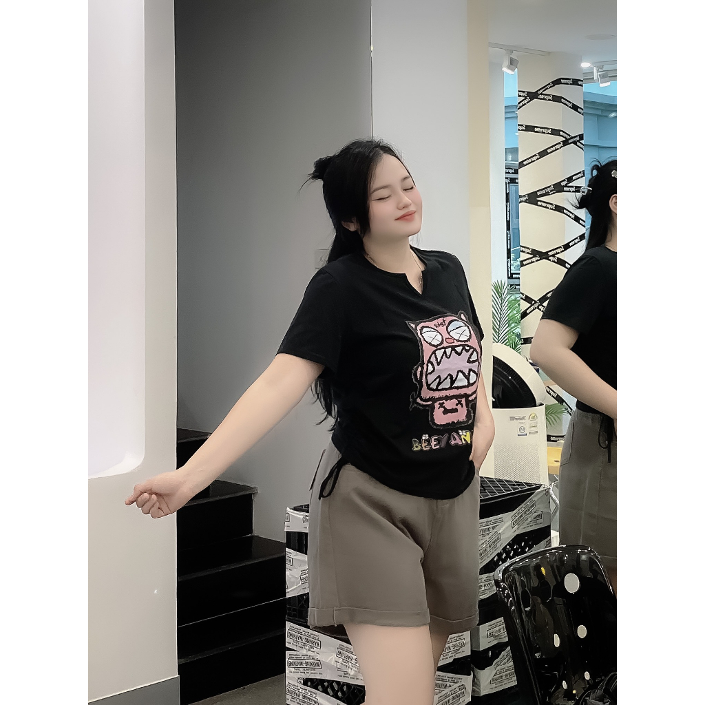 Áo BIGSIZE cộc tay rút eo M6056 55-95KG