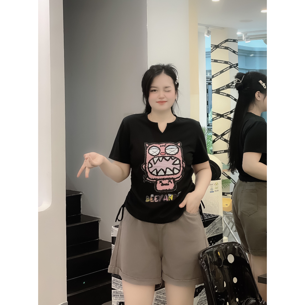 Áo BIGSIZE cộc tay rút eo M6056 55-95KG