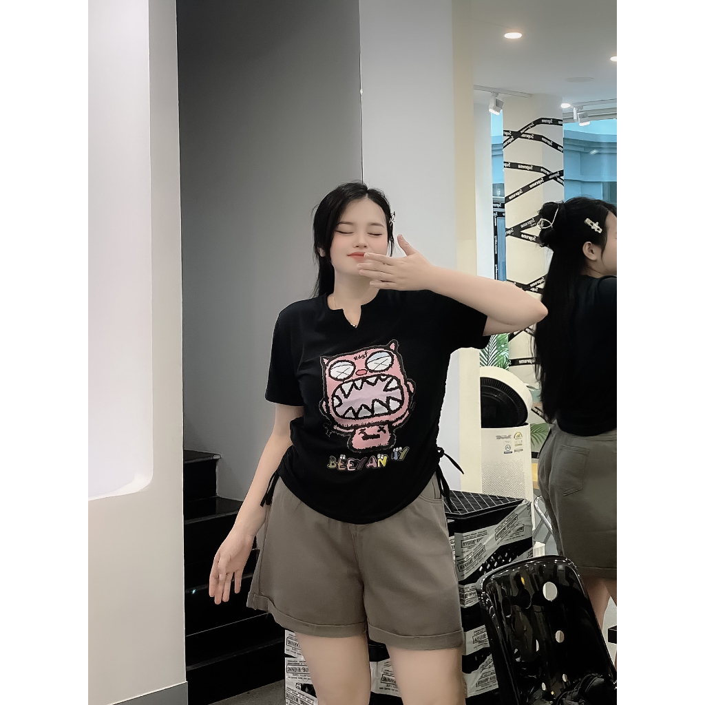 Áo BIGSIZE cộc tay rút eo M6056 55-95KG