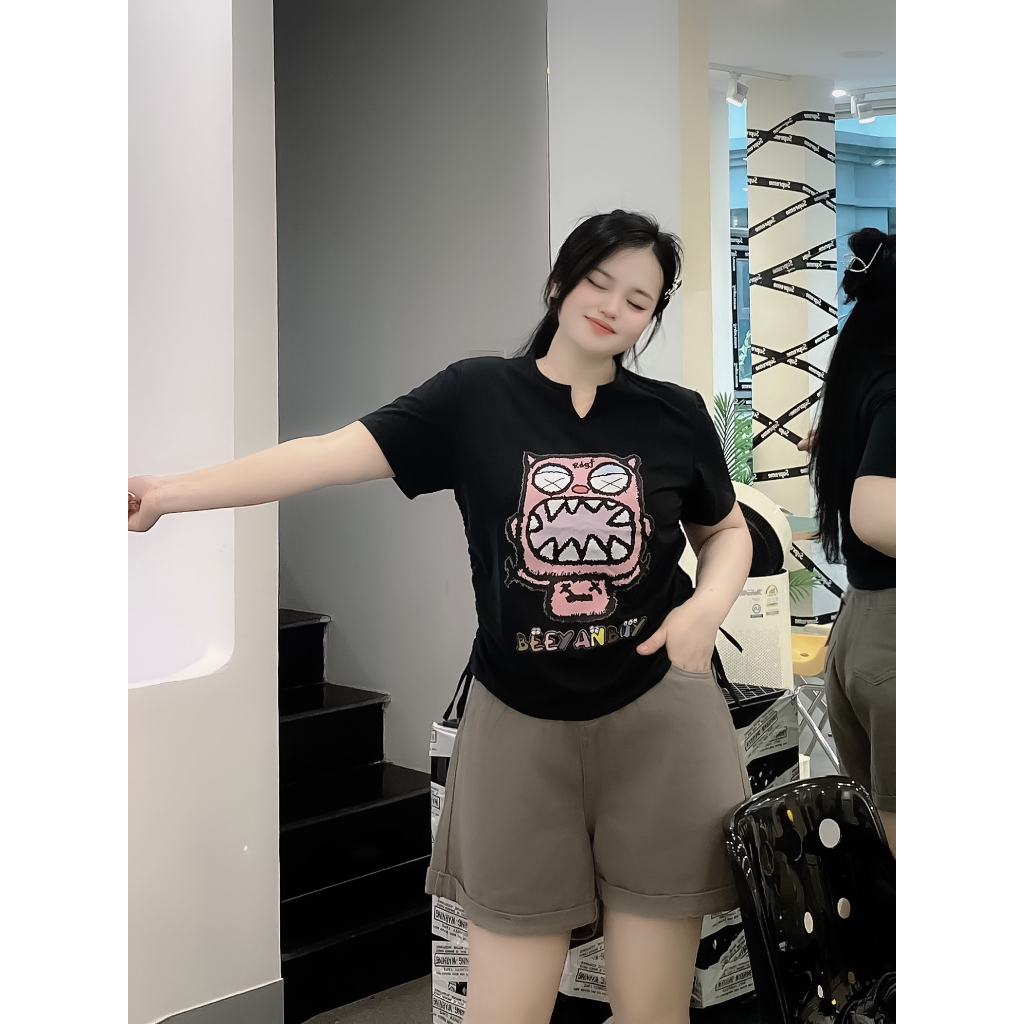 Áo BIGSIZE cộc tay rút eo M6056 55-95KG