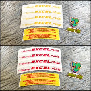 Bộ 6 tem 4 tem Excel Asia nền trong + 2 tem Warning, dán các dòng mâm sáng