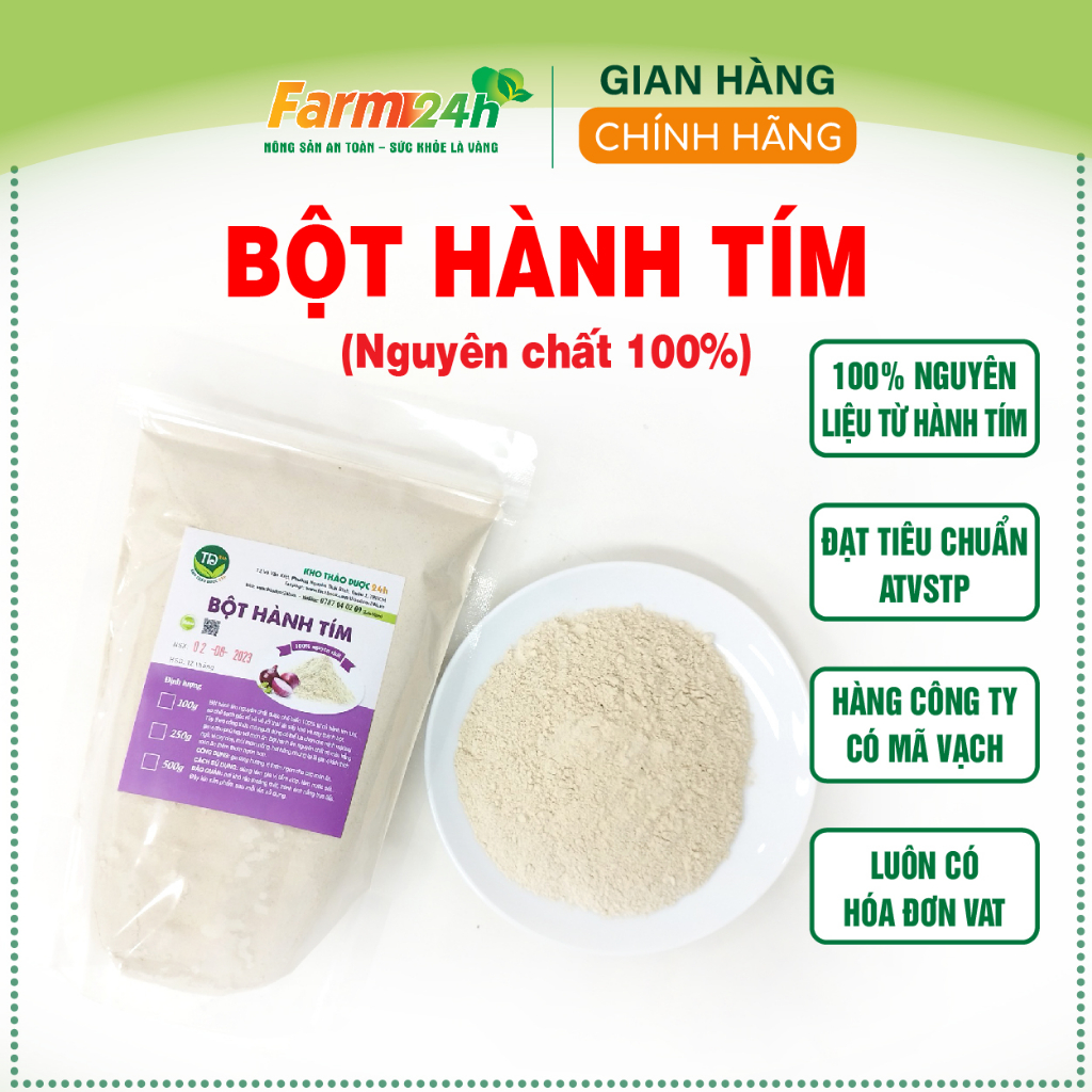 Bột hành tím nguyên chất 100 % từ thiên nhiên, gia vị nấu ăn thơm ngon, tiện lợi, dễ bảo quản | Farm24h