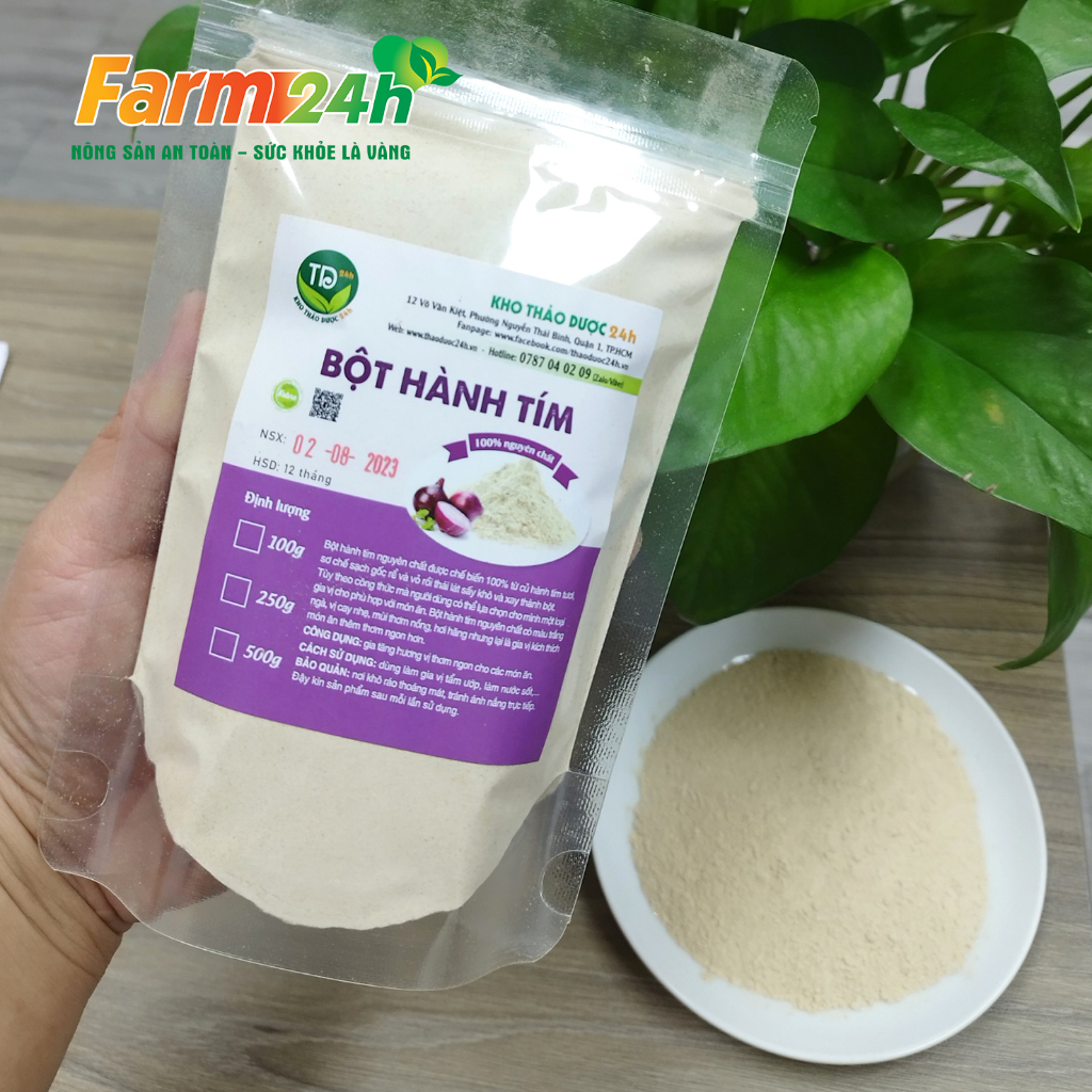 Bột hành tím nguyên chất 100 % từ thiên nhiên, gia vị nấu ăn thơm ngon, tiện lợi, dễ bảo quản | Farm24h