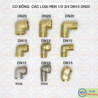 Co nối ống điếu 21mm (1/2") đồng đúc