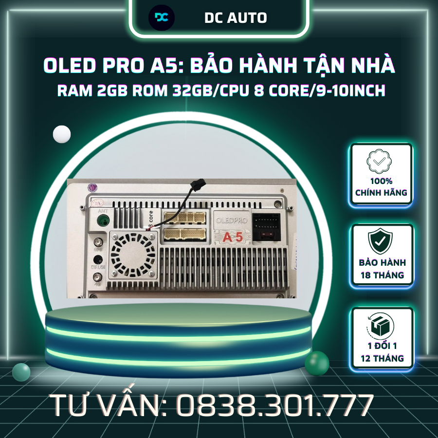 Màn Hình DVD Android OledPro A5 Ram 2GB/32GB  Qled ra lệnh giọng nói và công nghệ 5G