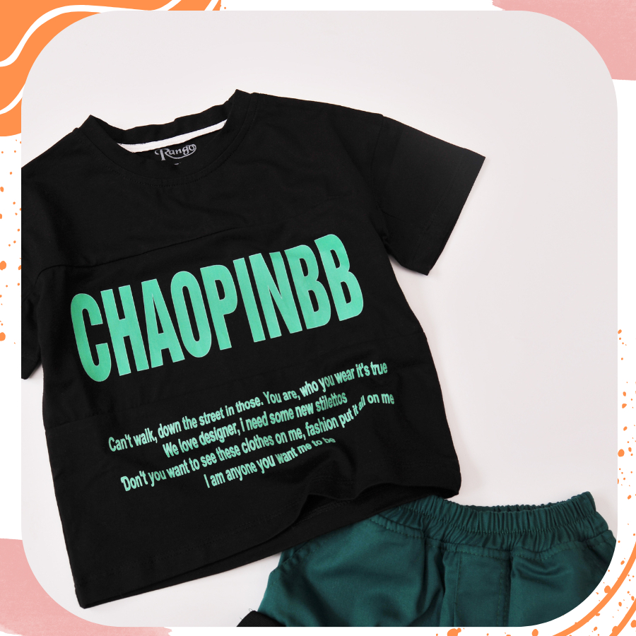 Đồ bộ bé trai, bộ kaki bé trai chữ Chaopin  sành điệu cho bé trai từ 10 đến 55 kg