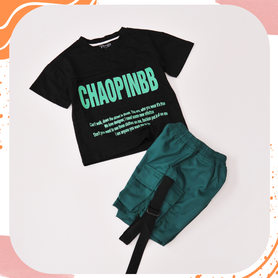 Đồ bộ bé trai, bộ kaki bé trai chữ Chaopin  sành điệu cho bé trai từ 10 đến 55 kg