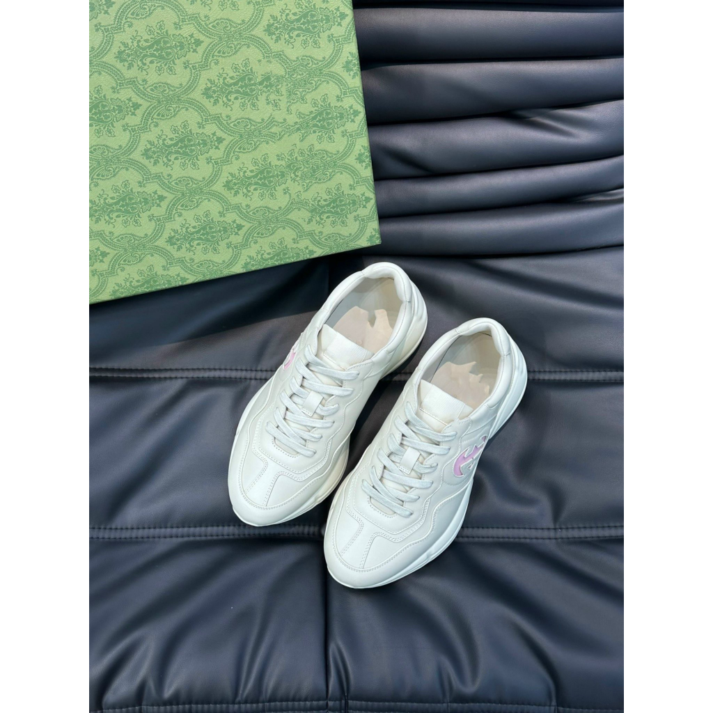Giày Gucci Rhyton White pink - Giày Thể Thao Nam Nữ Gucci Rhyton Trắng Hồng Đế Tăng Chiều Cao 5cm Size 36-43 Full Box