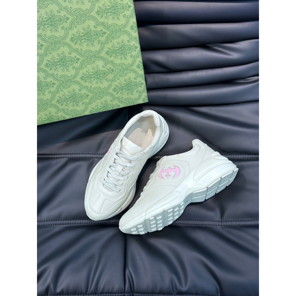 Giày Gucci Rhyton White pink - Giày Thể Thao Nam Nữ Gucci Rhyton Trắng Hồng Đế Tăng Chiều Cao 5cm Size 36-43 Full Box