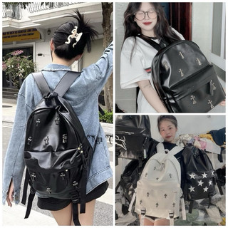 Balo Da Form To Đính Đá Thập Cực Xịn Xò⭐Cặp Chất Da Thời Trang Chống Nước Mới