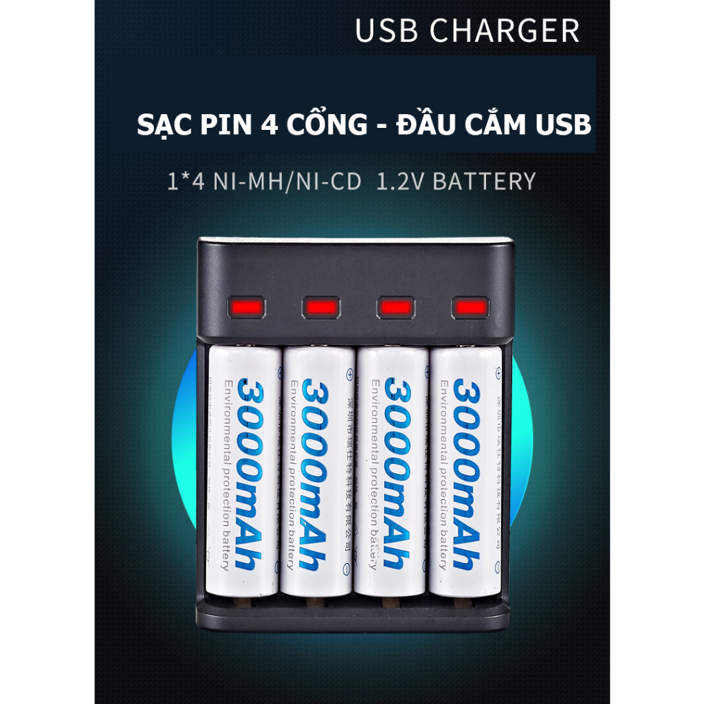 Sạc pin tiểu AA AAA tự ngắt Bmax 804U - Sạc thông minh tiện lợi