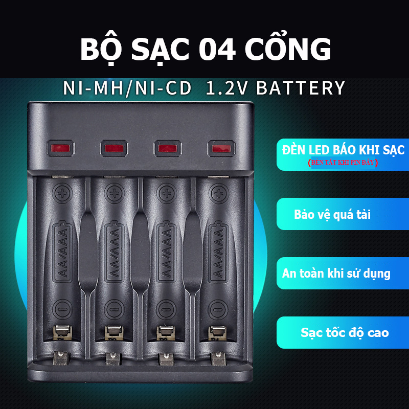 Sạc pin tiểu AA AAA tự ngắt Bmax 804U - Sạc thông minh tiện lợi