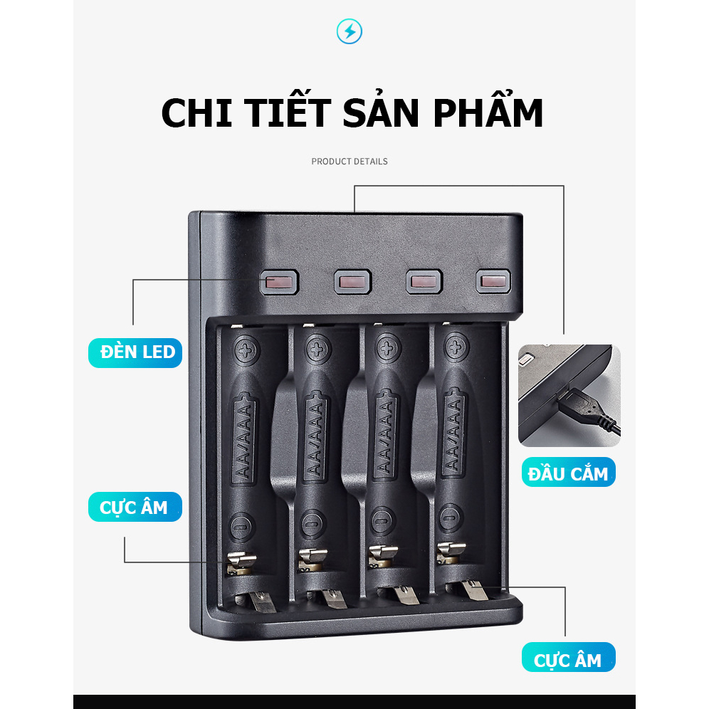 Sạc pin tiểu AA AAA tự ngắt Bmax 804U - Sạc thông minh tiện lợi